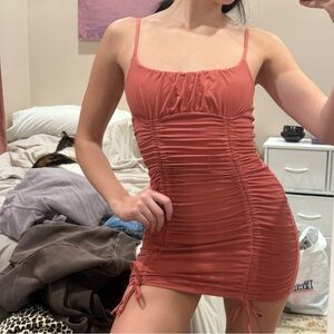 Pacsun Terracotta Ruched Mini Dress